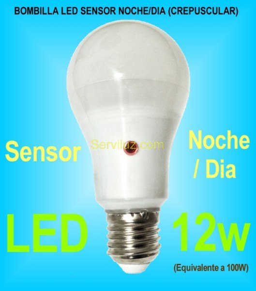 Bombilla LED Noche Dia Sensor Crepuscular E27 de 12w 6000K Bombilla LED Noche Dia Sensor Crepuscular E27 de 12w 6000K